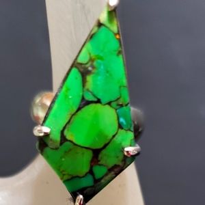 Sterling silver green turquoise marble ring